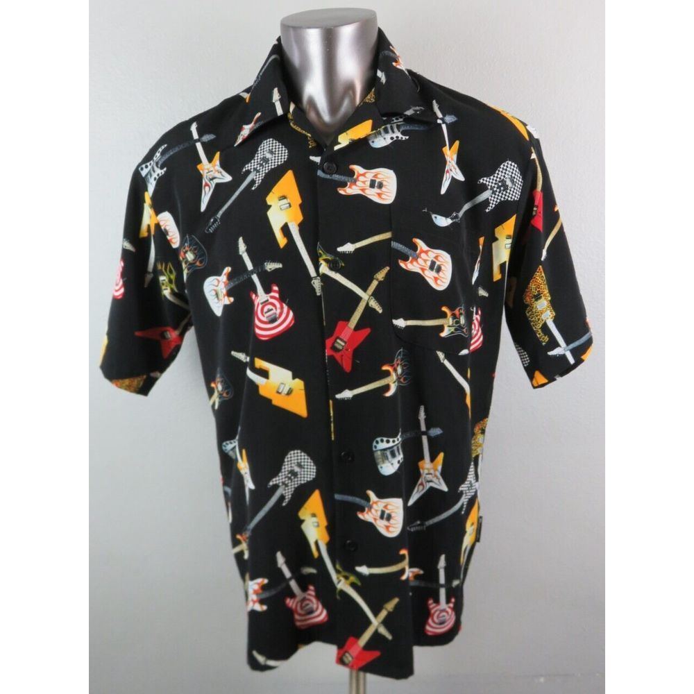 Mens Dragonfly Button‎ Front Guitar Music Lounge Party Festival Shirt Size L